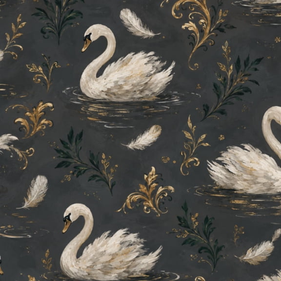 Dark Peel and Stick Wallpaper White Swans Dark Lake Misty Forest Dramatic Night Sky Wall Mural 23.6in x 9.8ft Self Adhesive Removable Wall Paper Renter Friendly Wallpaper for Bedroom