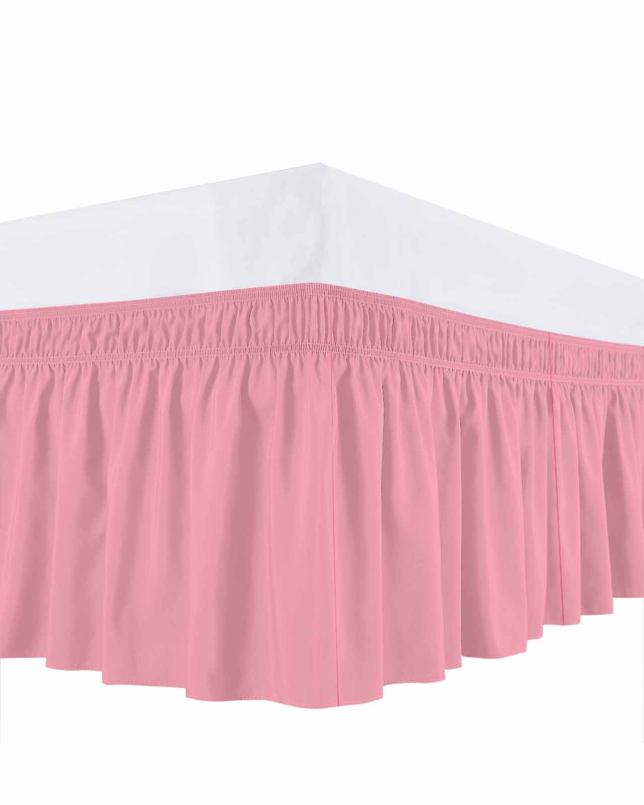 Dark Pink Bed Skirt Solid Color Bed Skirts King Size 18 Inch Drop, Wrap Around Dust Ruffle&nbsp;Bedskirt with Adjustable Elastic Belt for Queen Size Beds