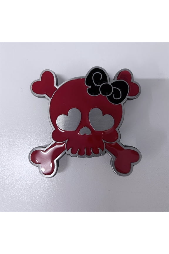 Dark Pink Enamel Punk Rock Emo Tattoo Skull Girl Belt Buckle
