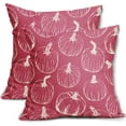 Dark Pink Fall Pumpkin Pillow Covers 16x16 Set of 2 Autumn Themed