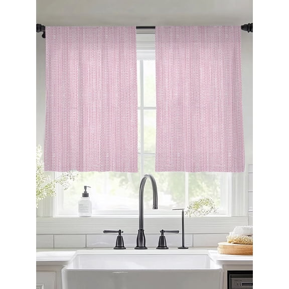 Dark Pink Sheer Curtains 54 inches Long, Country Vintage Minimalist Solid Color Backdrop Light Filtering Sheer Window Curtains Rod Pocket Voile Drapes for Bedroom Living Room, 2 Panels