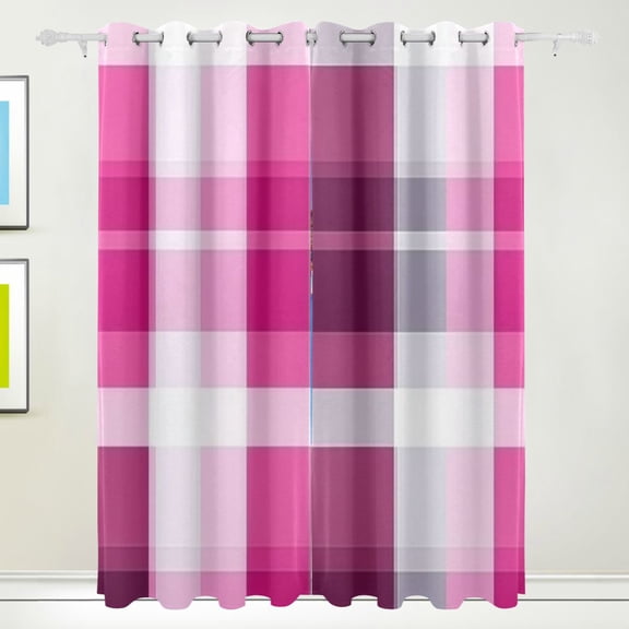 Dark Pink Stripes Blackout Curtains for Living Room Bedroom 55W x 72/84L Insulated Window Drapes 2 Panels