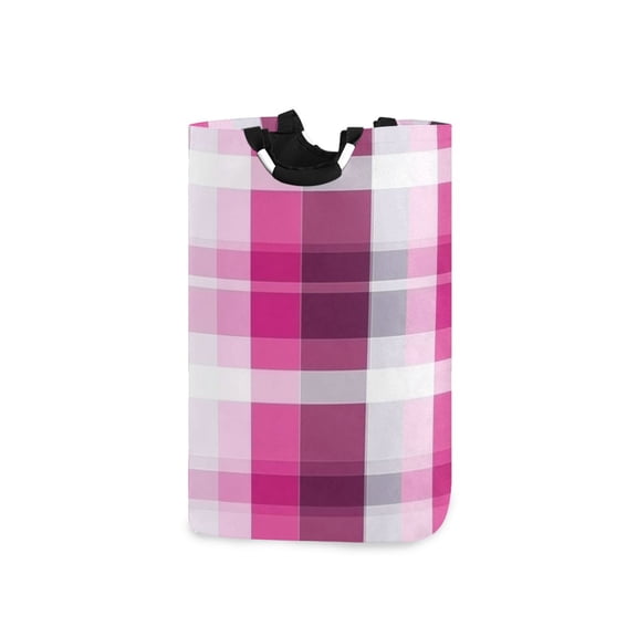 Dark Pink Stripes Laundry Basket with Handles 50L Collapsible Laundry Hamper for Bathroom Bedroom Laundry Room