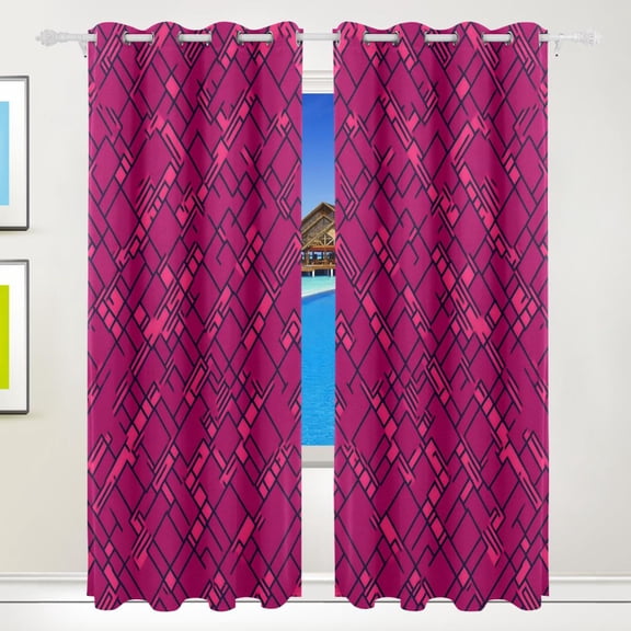 Dark Pink Style Blackout Curtains for Living Room Bedroom 55W x 72/84L Insulated Window Drapes 2 Panels