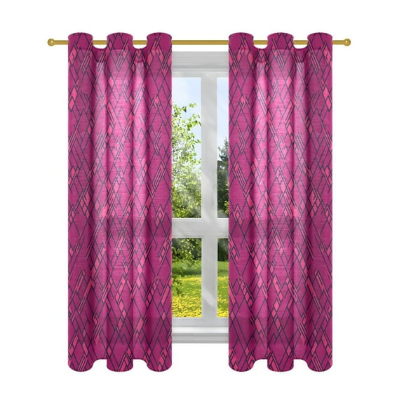 Dark Pink Style Semi Sheer Curtains for Living Room Bedroom Set of 2 Insulated Window Drapes