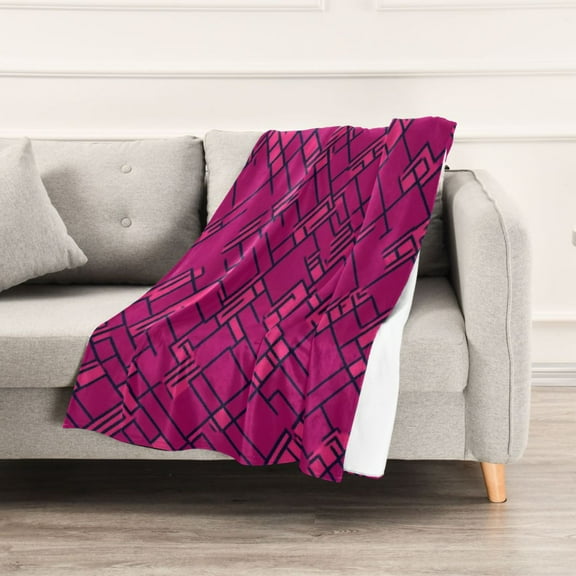 Dark Pink Style Throw Blanket 60" x 90" Soft and Warm Blankets for Couch Sofa and Bed