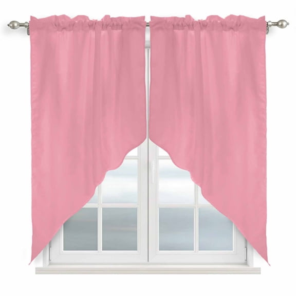 Dark Pink Swag Curtain Valance for Windows, Solid Color Window Treatments Short Swag Topper for Kitchen Windows Bathroom Bedroom, 36"x63"