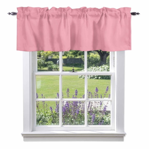 Dark Pink Valances for Windows, Solid Color Valance Window Treatment Rod Pocket Short Curtains Valances for Kitchen Bathroom 54"W x 18"L