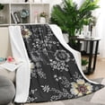 thumbnail image 1 of Dark Pioneer Flower Pattern Blanket,Comfortable Soft Flannel Throw Blanket,All Season,Warm Lightweight Blankets for Sofa Bed Couch Living Room Chair,50"x60", 1 of 4