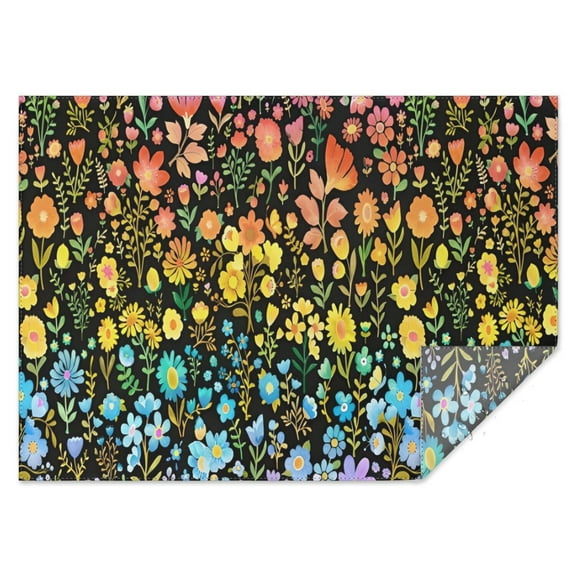 Dark Pioneer Flower Pattern Rectangle Tablecloth 60"x84",Waterproof Polyester Rectangle Table Cloth, Wipeable Spillproof Polyester Tablecloth for Dining, Camping, Indoor and Outdoor