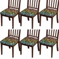 thumbnail image 1 of Dark Pioneer Flower Pattern Seat Covers for Dining Room Chairs Set Of 4,Stretch Printed Washable Chair Seat Cover with Elastic Ties and Button,Removable Waterproof Couch Cushion Covers, 1 of 6