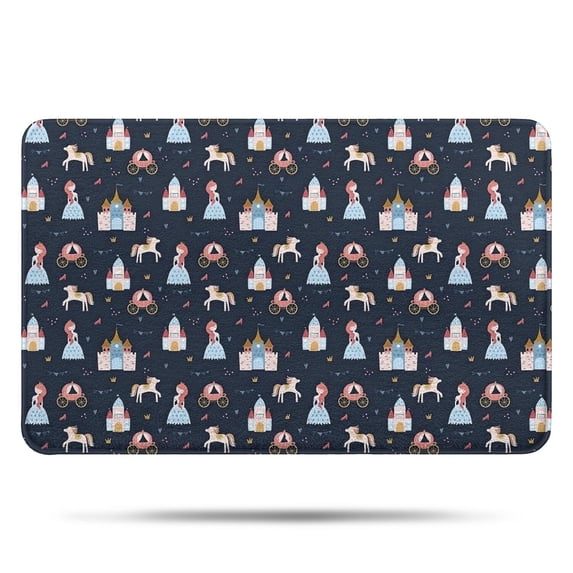 Dark Princess Castle Pattern Bathroom Rugs Mat,Non Slip Microfiber Bathroom Rug,Rubber Backing,Soft Bathroom Mats for Bathroom Floor,Tub and Shower,17x27in(43x68cm)