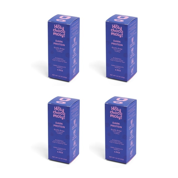 Dark Protein Chocolate Truffles | Made With Dates and Real Nut Butters | Healthy On-the-go Snack | 4 Truffles/Box, 16 Truffles