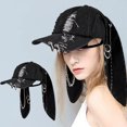 thumbnail image 1 of Dark Punk Style Denim Baseball Hat Adjustable Distressed Design Denim Cap with Metal Rings 3D Bunny Ears Streetwear Accessory, 1 of 7