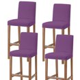 thumbnail image 1 of Dark Purple Bar Stool Cover Set of 4, Farmhouse Solid Purple Color Modern Art Stretch Bar Chair Cover, Removable Washable Pub Counter Stool Chair Slipcover for Kitchen Dining Room Pub Cafe, 1 of 9
