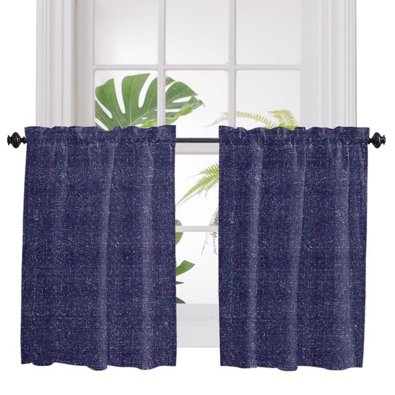 Dark Purple Bathroom Window Curtain, Farmhouse Vintage Solid Color Light Filtering Coffee Kitchen Curtains, Bedroom Living Room Curtains 2 Panel 84"x45"