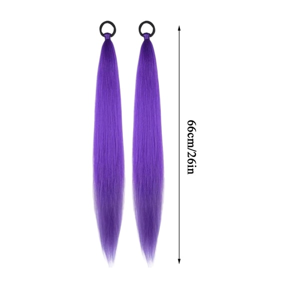 Dark Purple Bubble Braid Ponytail Extensions 2-Pack - 26 Inch Soft Synthetic Hair Wraps for Daily Parties and Costume Events - Easy Clip-In Hair