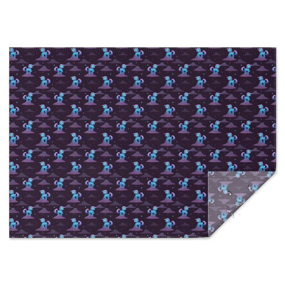 Dark Purple Cartoon Unicorn Pattern Rectangle Tablecloth 60"x84",Waterproof Polyester Rectangle Table Cloth, Wipeable Spillproof Polyester Tablecloth for Dining, Camping, Indoor and Outdoor