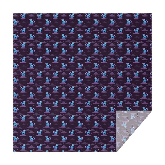 Dark Purple Cartoon Unicorn Pattern Square Tablecloth,Waterproof Square Table Cover,Wipeable Spillproof Washable Table Cover for Home Kitchen Party Decor 42"X42"(107x107cm)