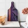 thumbnail image 1 of Dark Purple Cutting Board, Lavender Field Photo with Burnt Sienna Toned Sunset Sky Tree Silhouettes, Decorative Tempered Glass Cutting and Serving Board, in 3 Sizes, by Ambesonne, 1 of 5