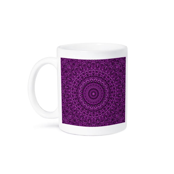 Dark Purple Garden Mandala - Floral Sacred Geometry, 11oz Mug