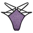 thumbnail image 1 of Dark Purple Glitter Open Type Women's Panties Crotch Opening G-strings Thongs Lingeries Underwear, 1 of 7