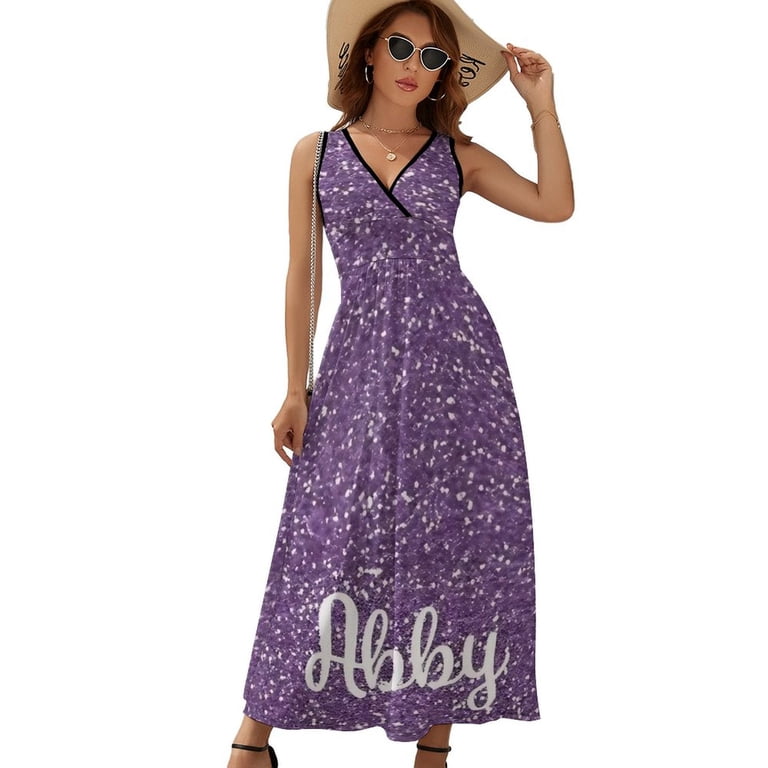 Dark Purple Glitter Sleeveless Dress Dresses Women Summer Evening Dresses  Ladies Bohemia Long Dresses - Walmart.com
