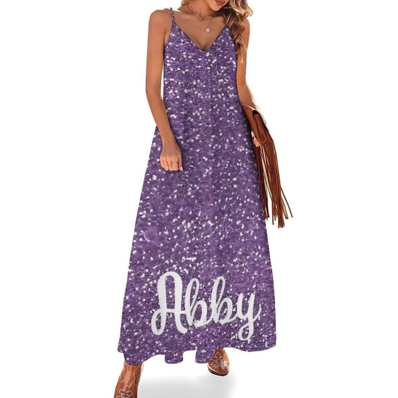 Dark Purple Glitter Sleeveless Dress Loose Women's Dress Dresses Luxury Evening Dresses