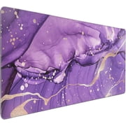 Dark Purple Gold Marble Mouse Pad 35.4 X 15.7 Inch XXL Abstract Art Print Full Desk Mousepad Extended Large Non-Slip Rubber Base Big Keyboard Mat with Stitched Edges for Gaming Office