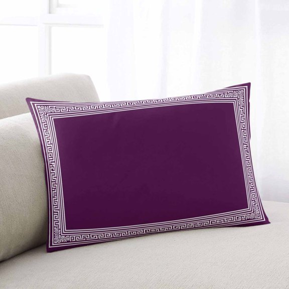 Dark Purple Greek Key Queen Size Pillow Cover,Pillowcase Protectors with Zipper,Decorative Throw Pillow Case Cover,Geometric Greece Ancient Farmhouse Geo Pillow Shams for Couch Sofa 20x30Inch