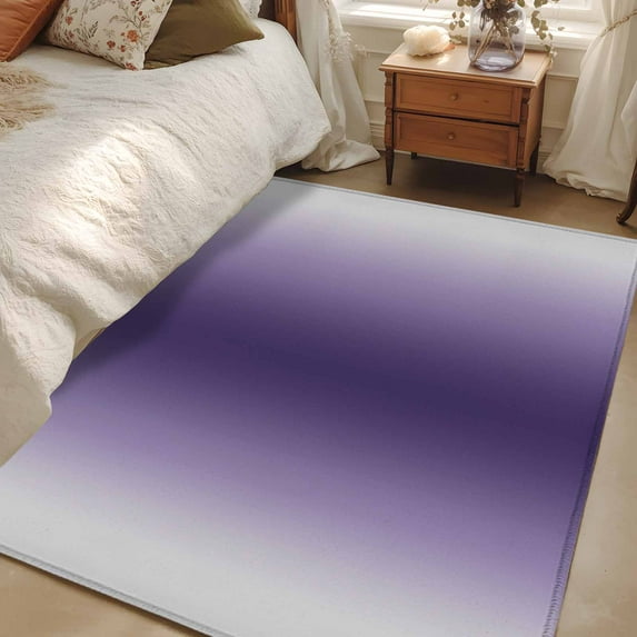 Dark Purple Grey Ombre 2.7x5 Area Rugs, Modern Abstract Art Gradient Non-Skid Rubber Backing Large Rectangle Rugs - Living Room Bedroom Home Office, Indoor Floor Mat Carpets Washable Rug