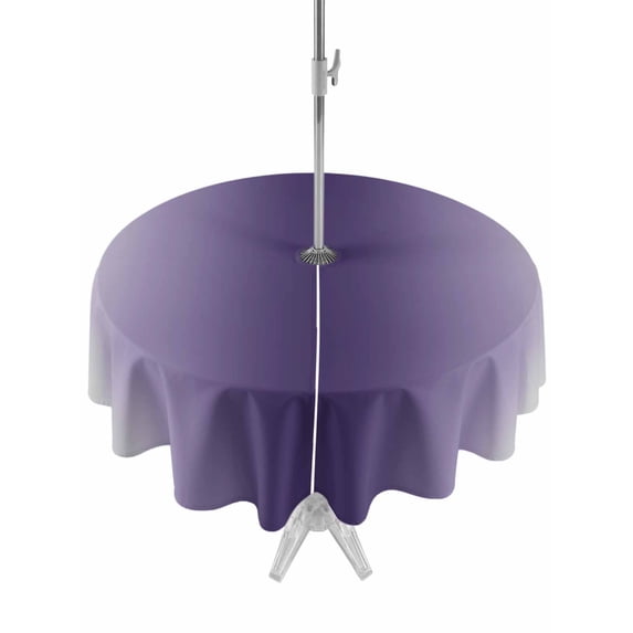 Dark Purple Grey Ombre Outdoor Tablecloth with Umbrella Hole, Modern Abstract Art Gradient Spillproof Waterproof Outdoor Table Cover, Patio Tablecloths for Party/Garden/Picnic, Round 60 inch
