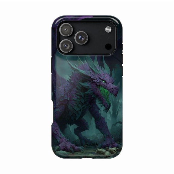 Dark Purple Grimdark Dragon Fantasy Creature Phone Case with iPhone 11 to 17 Pro Max