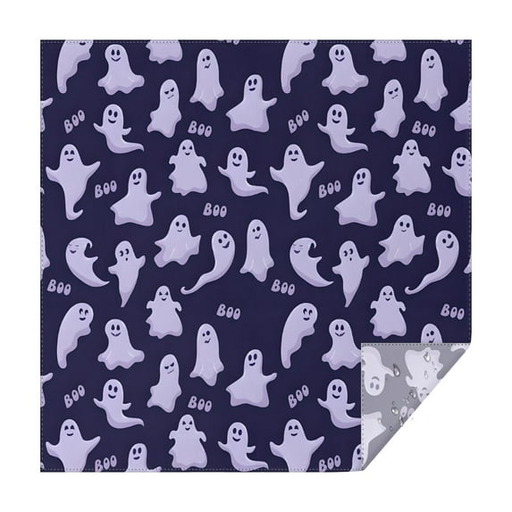 Dark Purple Halloween Ghosts with Boo Square Tablecloth,Waterproof Square Table Cover,Wipeable Spillproof Washable Table Cover for Home Kitchen Party Decor 52"x52"(132x132cm)