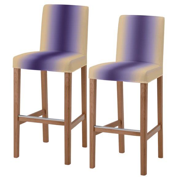 Dark Purple Khaki Ombre Bar Stool Cover Set of 2, Modern Abstract Art Gradient Stretch Bar Chair Cover, Removable Washable Pub Counter Stool Chair Slipcover for Kitchen Dining Room Pub Cafe