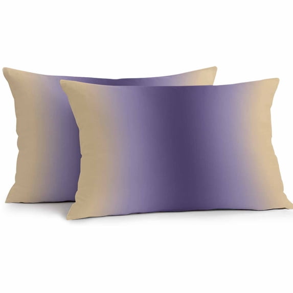Dark Purple Khaki Ombre Lumbar Pillow Covers 20x12 Inch Set of 2, Modern Abstract Art Gradient Waterproof Outdoor Pillow Covers, Decorative Cushion Pillowcases for Couch, Sofa, Bed, Garden, Patio