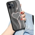 thumbnail image 1 of Dark Purple Lucid Gold Heart Case, Lens Full Cover, Wave Pattern, Anti-Drop, Premium Design, for iPhone 15 14 13 12 11 Pro Max Mini XS XR X 7 8 Phone Case (White,iPhone 15 Plus), 1 of 8