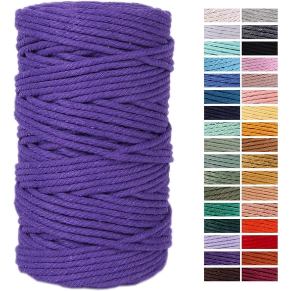 Dark Purple Macrame Cord, 4mm x 109Yards, Cotton Rope for Crafts, Wall Hangings, Decorative Projects