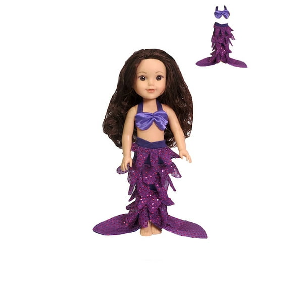 Dark Purple Mermaid Costume For 14 Inch Dolls