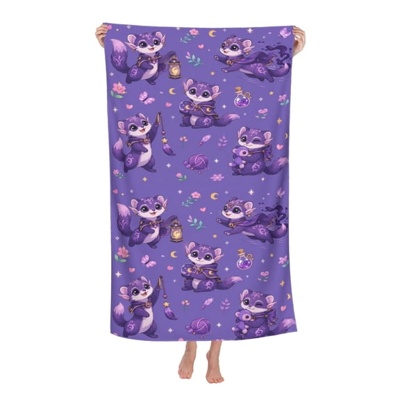 Dark Purple Mink Shadow Pattern Soft Bath Towels Absorbent Bathroom Towel for Beach Hotel Gym Spa Shower