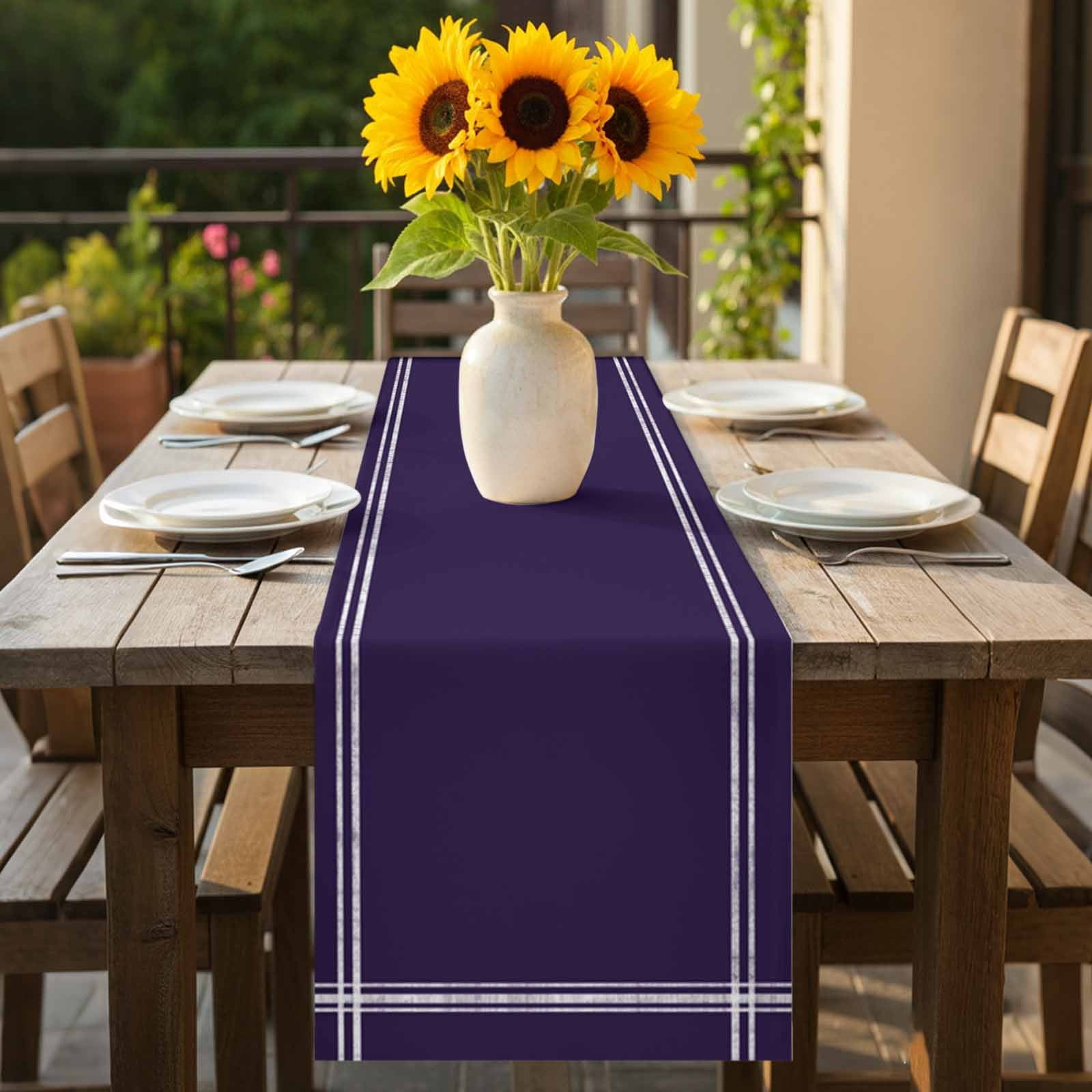 Dark Purple Monochrome Art Table Runner 90 Inch Long Minimalist Solid ...