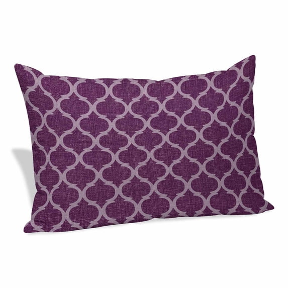 Dark Purple Moroccan Pillow Covers, Linen Long Throw Pillow Case, Country Abstract Quatrefoil Lattice Holiday Pillow Protector Decorative Cushion Cover for Living Room/Bedroom 24" x 36"