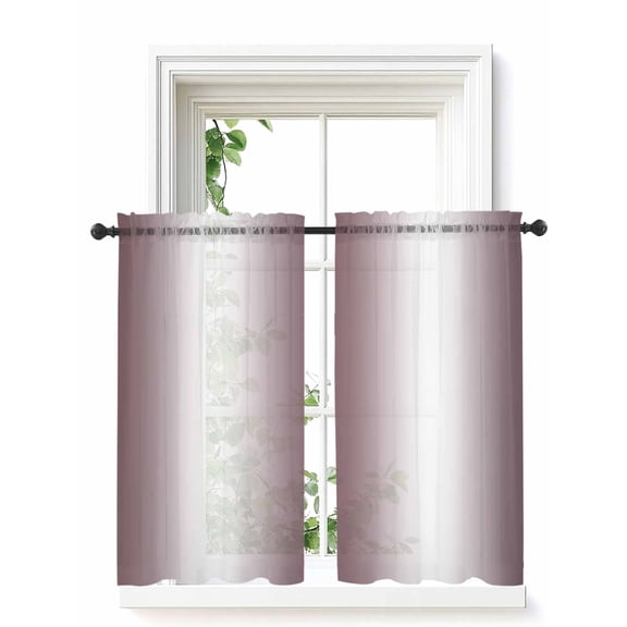 Dark Purple Ombre Curtains 54 Inch Length, Sheer Curtains for Bedroom Living Room Window Modern Gradient Abstract Art Rod Pocket Voile Drapes Kitchen Curtains Small Half Window 52"x54" 2 Panels