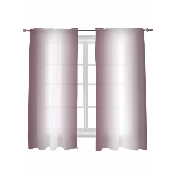 Dark Purple Ombre Curtains 72 Inch Length, Sheer Curtains for Bedroom Living Room Window Modern Gradient Abstract Art Rod Pocket Voile Drapes Kitchen Curtains Small Half Window 52"x72" 2 Panels