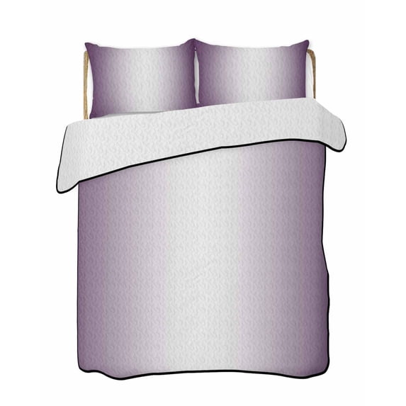 Dark Purple Ombre Summer Quilt Set Twin Size,Soft Quilted Bedding Set with 2 Pillow Shams,Purple White Gradient Modern Abstract Art Lightweight All Season Bedspread Coverlet for Bedroom 68"x86"