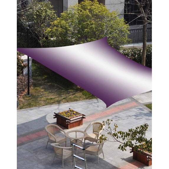 Dark Purple Ombre Sun Shade Sail 12'x16' Rectangle Outdoor Shade Canopy, Purple White Gradient Modern Abstract Art Porch Shades Outdoor Sun Blocking Screen, Sunshade Cloth Covers for Patio/Deck