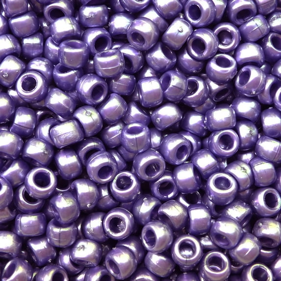 Dark Purple Pearl Pony Crow Beads Large Hole Made in USA 6x9mm