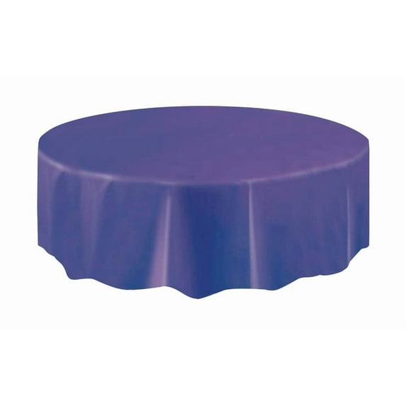 Dark Purple Plastic Party Tablecloth, Round, 84in