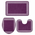 thumbnail image 1 of Dark Purple Retro Greek Key Bath Mat 3 Piece Bathroom Rug Set,Geometric Greece Ancient Farmhouse Non Slip Bath Rug Contour Mat and Toilet Lid Cover,Absorbent Shower Mats Soft Bath Rugs and Mats Sets, 1 of 8