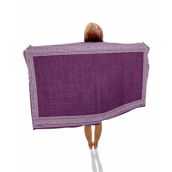 Dark Purple Retro Greek Key Beach Towels Oversized Super Absorbent,Geometric Greece Ancient Farmhouse Lightweight Bath Towel Quick Dry Sets For Bathroom/Pool/Rv Camping/Beach Play/Gym Room 30"x60"